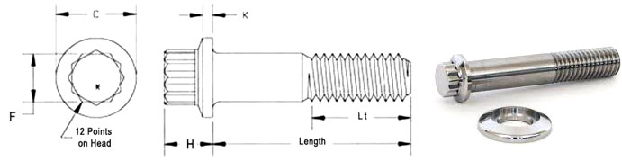 12 Point Flange Bolt Dimensions