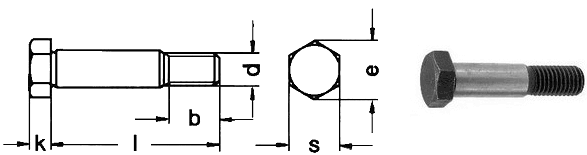 DIN 609 - Hex Fitting Bolts w/long Threaded Portion Dimension