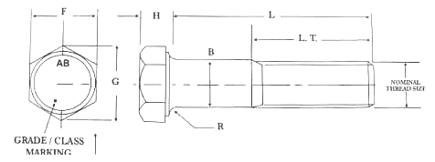 Heavy Hex Bolts Dimension
