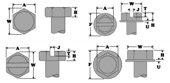 Hex Head Machine Screw dimensions