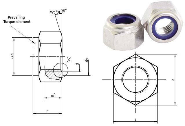 Nylock Nuts Dimensions
