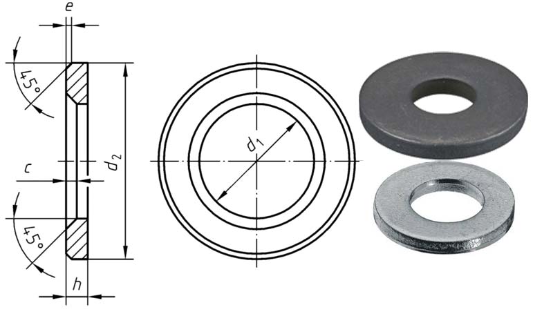 Dimensions of EN 14399-6 Plain Chamfered washer